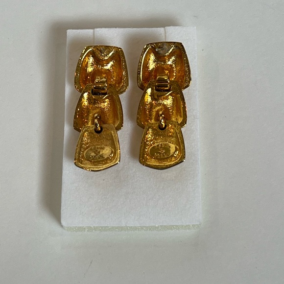 Vintage Erwin Pearl Gold Tone Dangling Earrings. - Picture 4 of 4